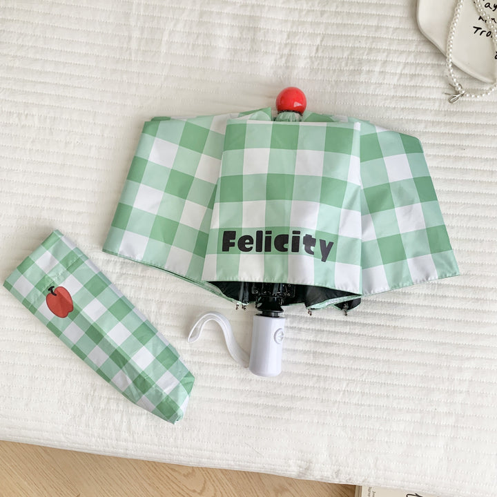 Ladies' folding umbrella in stylish check pattern with fruity motif Bowlift
