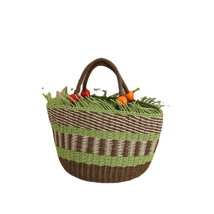 Handmade basket bag with cheerful garden design Bowlift