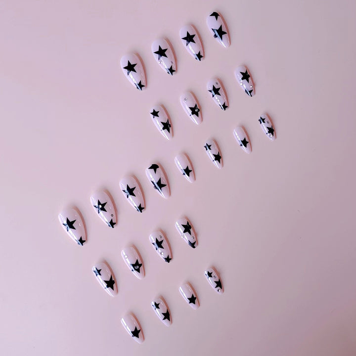 Star-Embellished Stiletto Nail Art Extensions Bowlift
