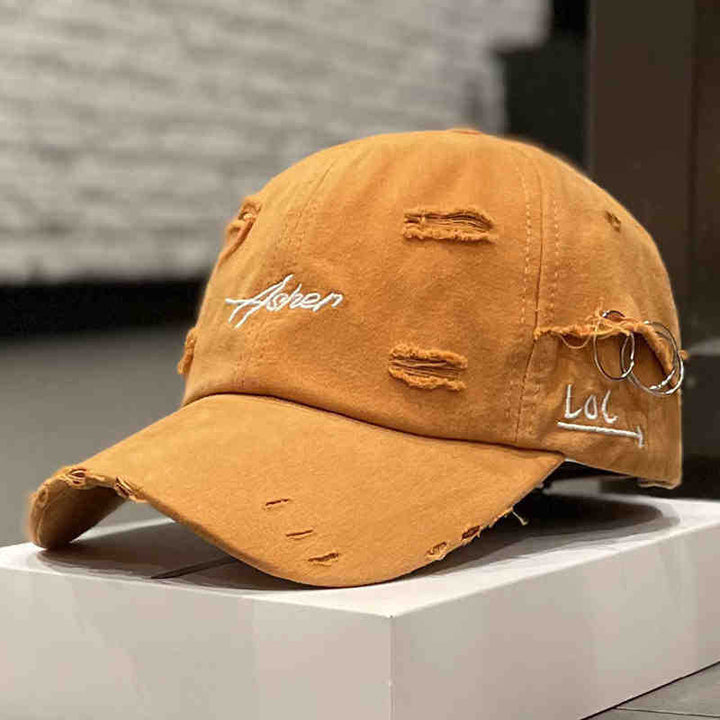 Unisex Distressed Denim Adjustable Cap Bowlift