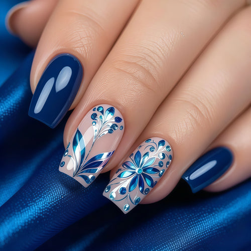 Artificial nails with floral details Bowlift