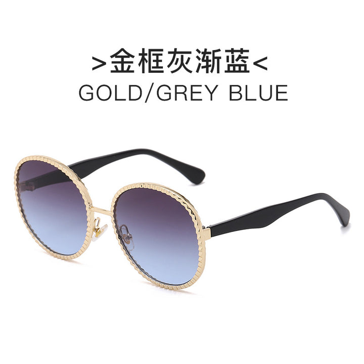 Women elegant oversized sunglasses with woven golden frame Bowlift