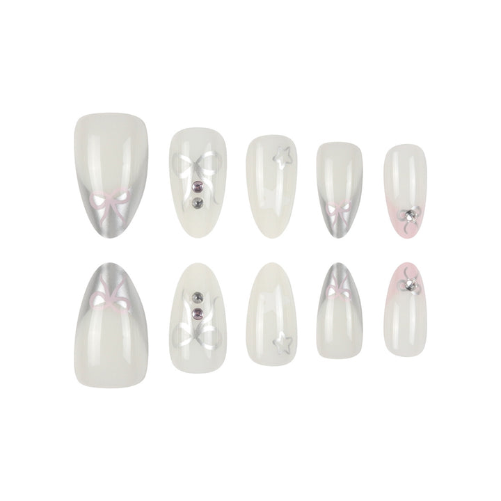 Decorative Stiletto Press-On Nails with 3D Accents Bowlift