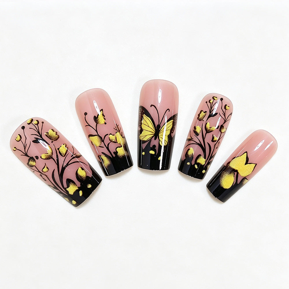 Butterfly Floral Nail Art Design Bowlift
