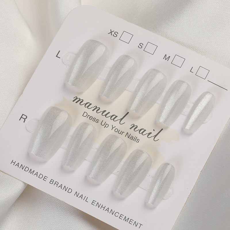 Iridescent Press-On Nail Set with Glitter Finish Bowlift