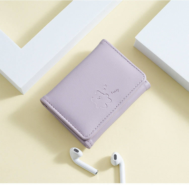 Cute Leather Tri-Fold Wallet Bowlift