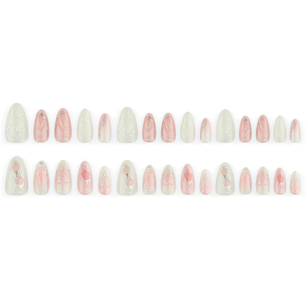 Elegant Artificial Nail Set with Romantic Design Bowlift