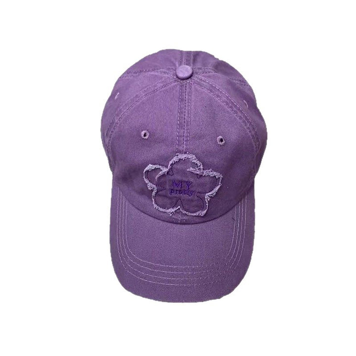 Women's Distressed Floral Embroidered Baseball Cap Bowlift