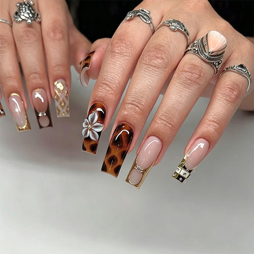 Acrylic nail set with glamorous decorations and elegant designs Bowlift