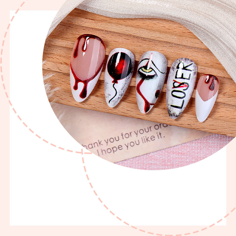Creative nail art set with bloody and spooky designs Bowlift