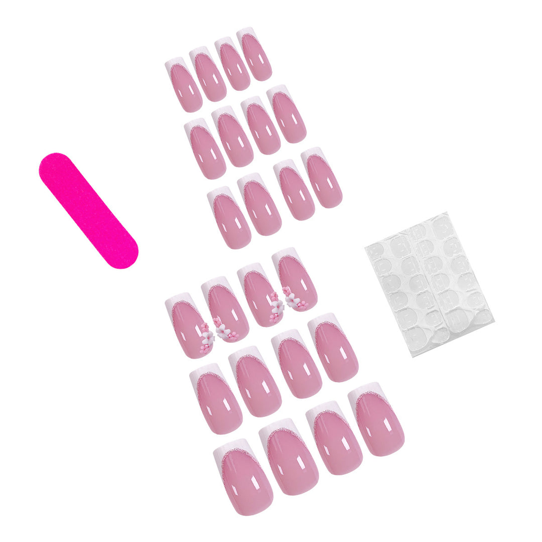 Elegant artificial nails with floral design Bowlift