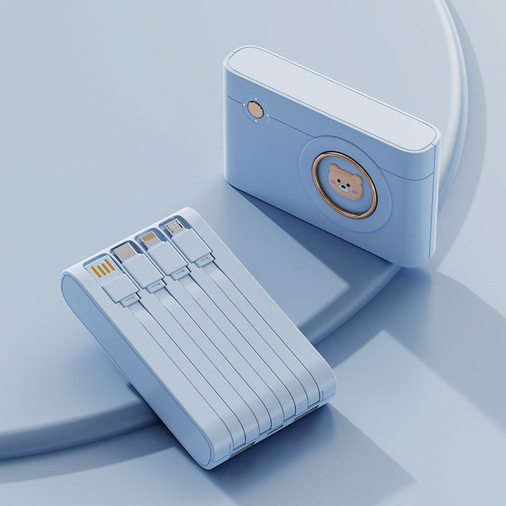 Portable power bank with integrated cable system and innovative charging functions Bowlift