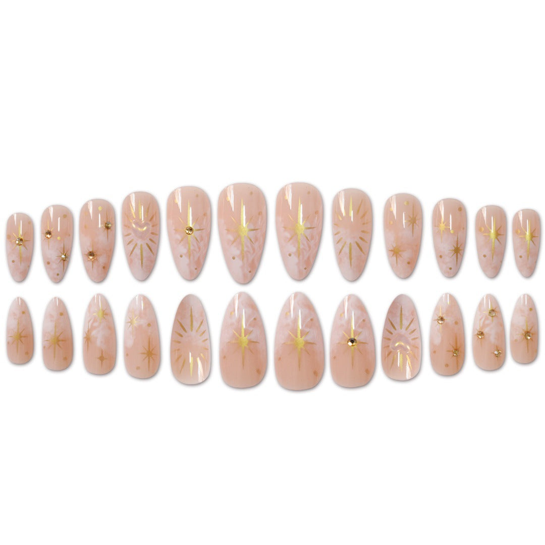 Decorative Star-Accented Press-On Nail Set Bowlift