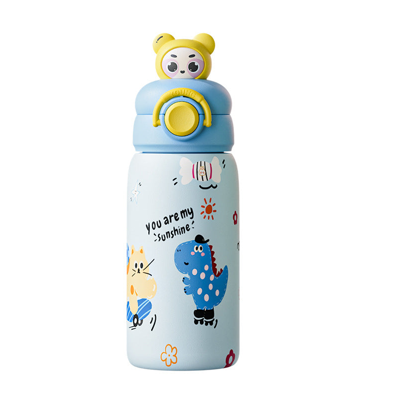 Women's insulated bottle with creative animal design and integrated carrying handle Bowlift