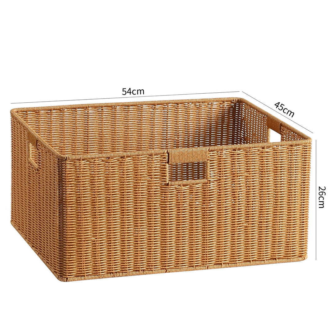 Handwoven Rectangular Storage Basket with Cut-Out Handles Bowlift