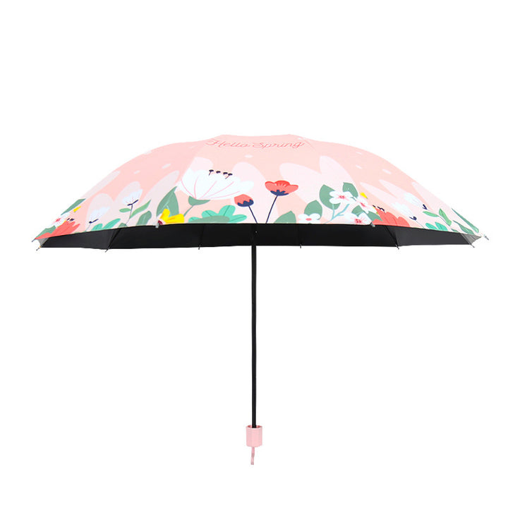 Women's Folding Umbrella with Floral Design Bowlift