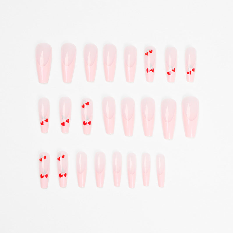 Artful long nails in cherry design Bowlift