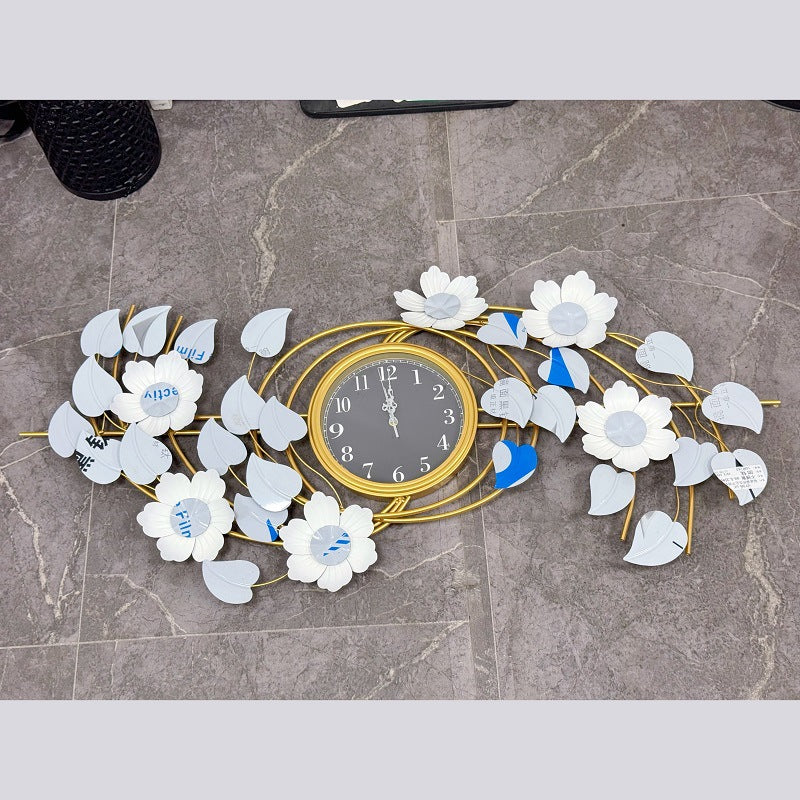 Floral Wall Clock with Leaf Design Bowlift