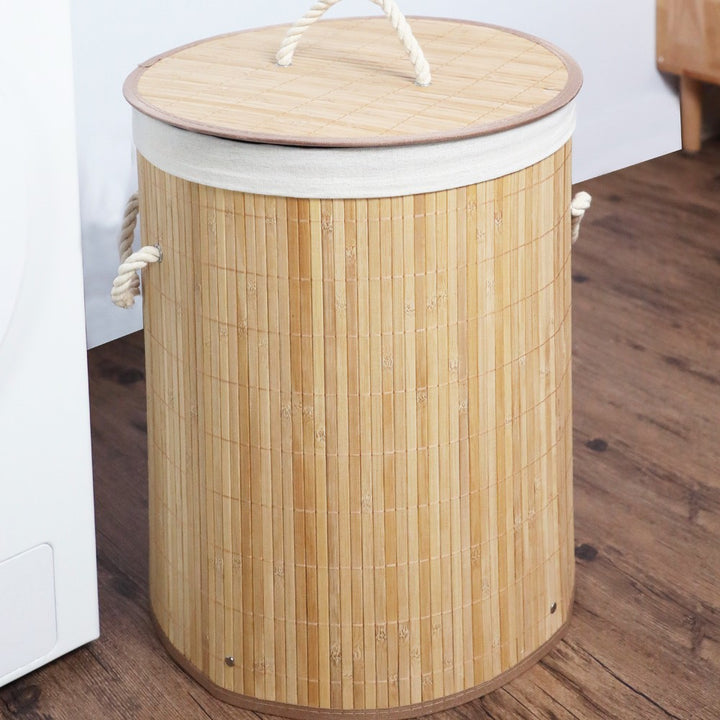 Natural Bamboo Laundry Basket with Lid Bowlift