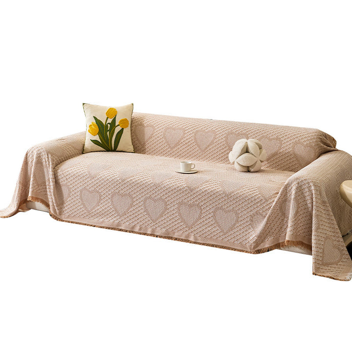 Cozy Heart Pattern Sofa Throw Blanket