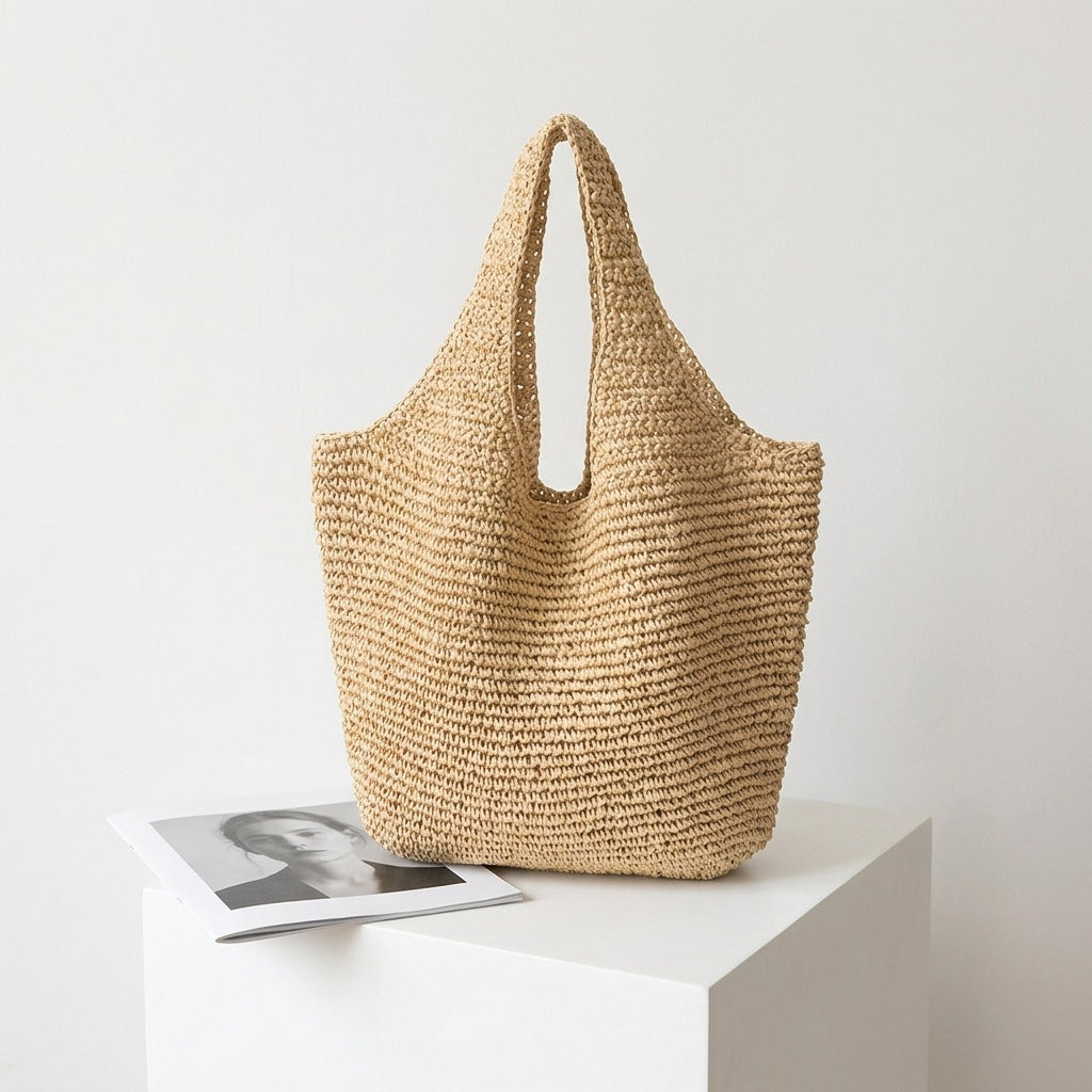 Handmade Macrame Tote Bag with Fine Structure Bowlift