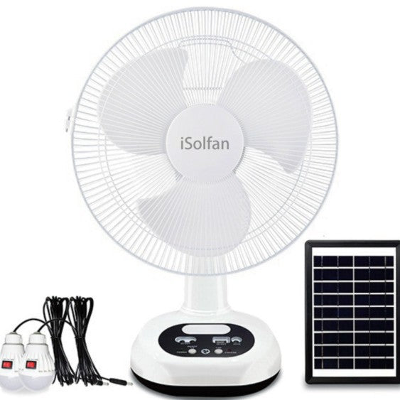 Women's solar-powered table fan with integrated LED lighting and remote control Bowlift
