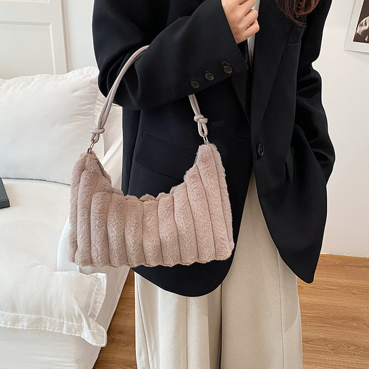 Luxurious Faux Fur Hobo Bag Bowlift