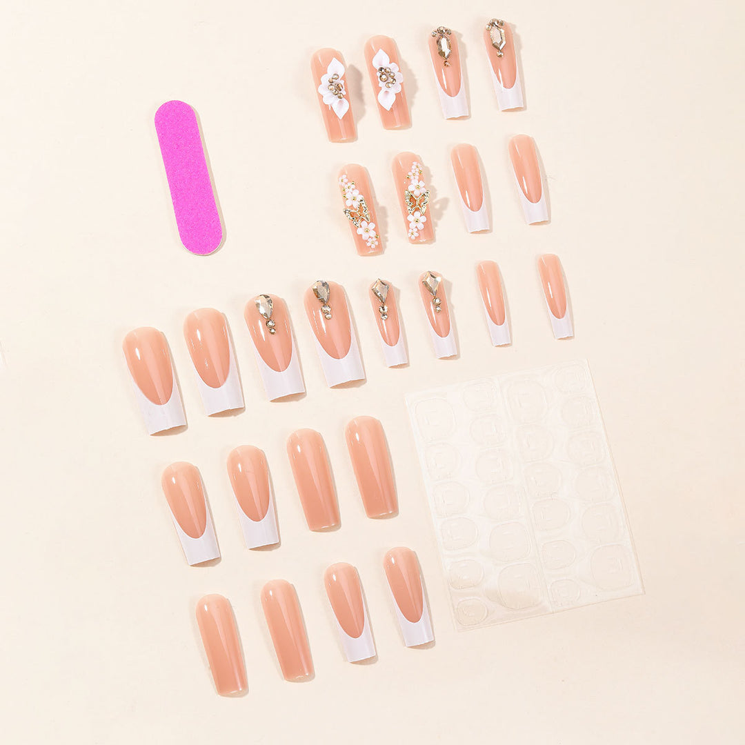 Decorative Floral Acrylic Nail Art Extensions Bowlift