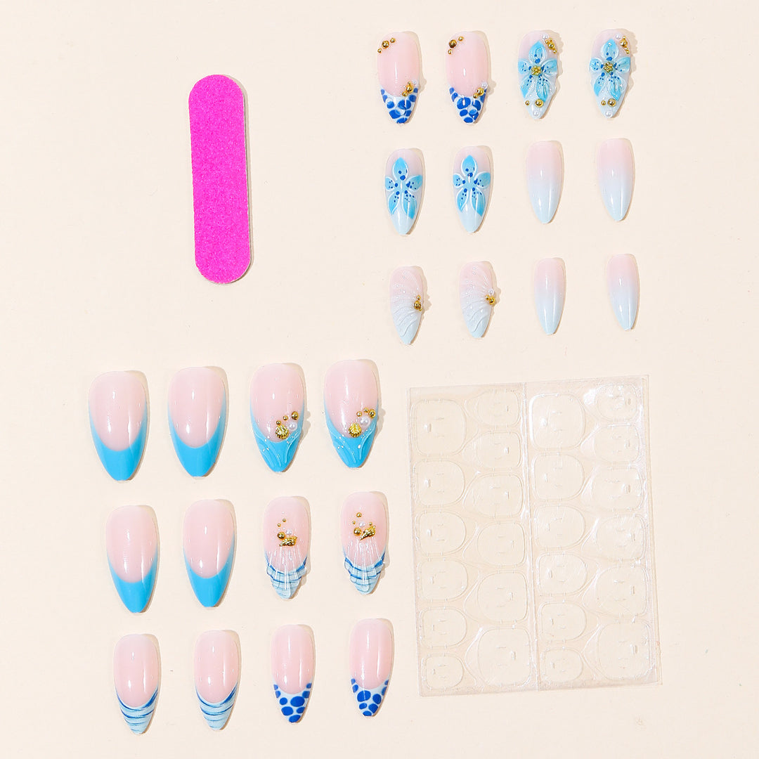 Elegant Floral Art Acrylic Nail Extensions Bowlift