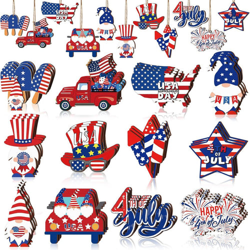 Unisex nan Set patriotic party decorations made of wood and stickers Bowlift