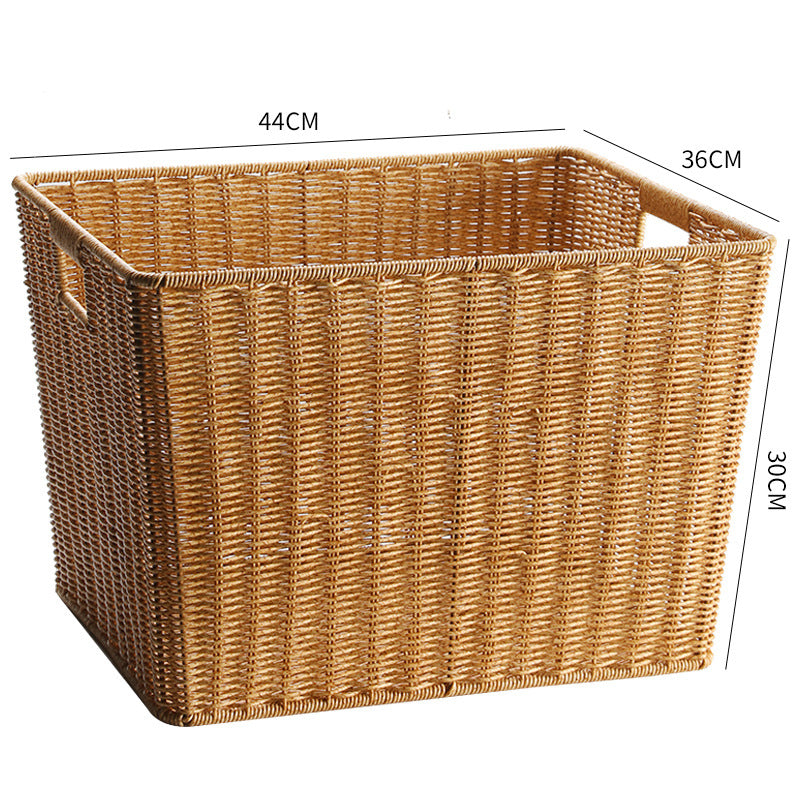 Rectangular Woven Storage Bin with Ergonomic Handles Bowlift
