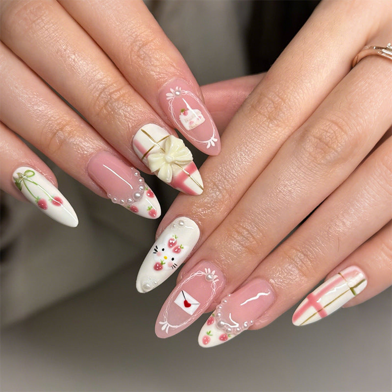 Artistic Decorative Press-On Nail Set Bowlift