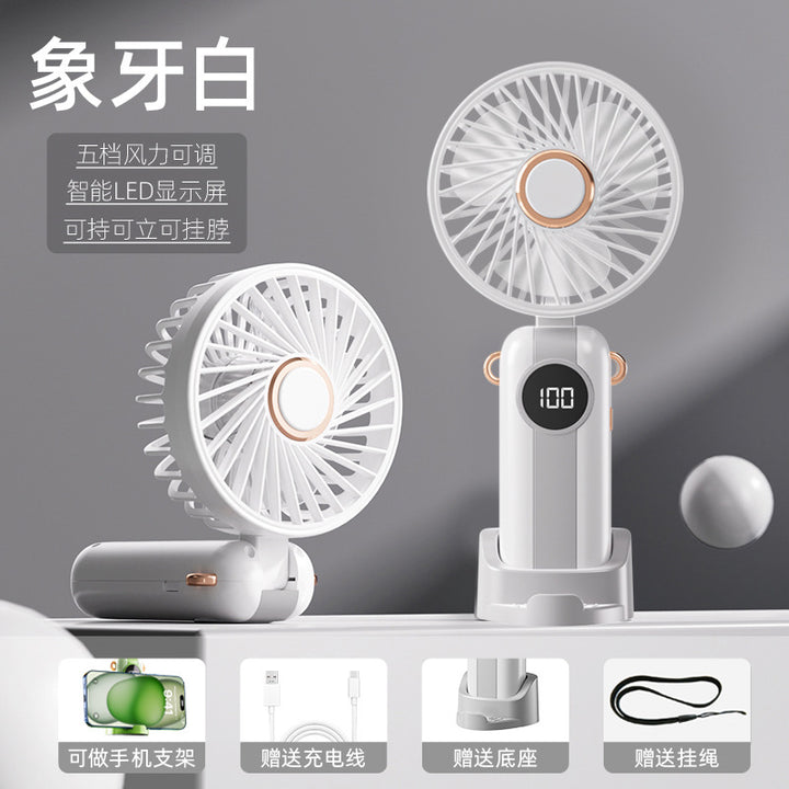 Unisex Portable Fan with Smart LED Display and Variable Speed Control Bowlift