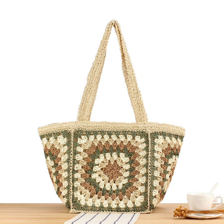 Macrame Tote Bag with Geometric Pattern Bowlift