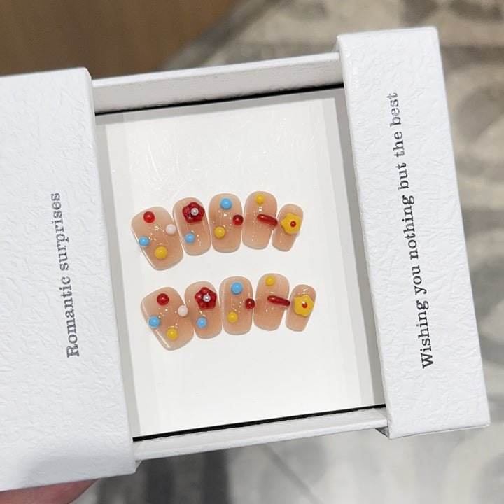 Artificial nails with colorful 3D accents Bowlift