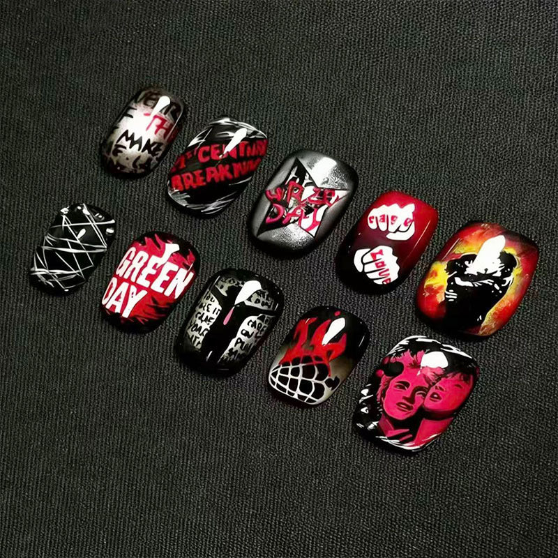 Artistic Cat-Themed Press-On Nail Art Set Bowlift