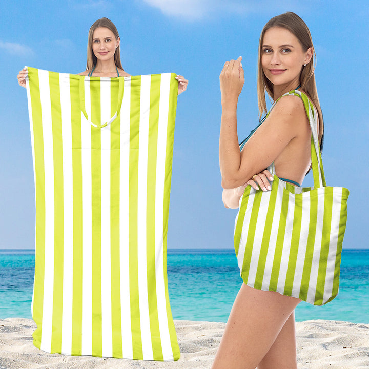 Beach towel with integrated tote bag design Bowlift