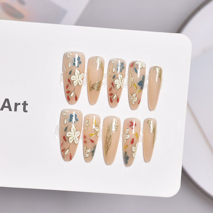 Elegant Floral Design Press-On Nails Bowlift