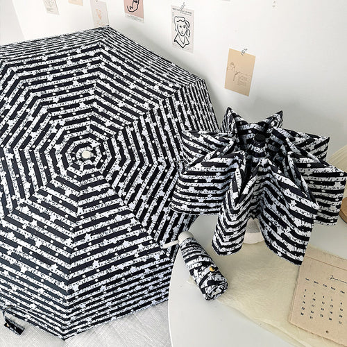 Women Foldable Umbrella with Stylish Stripe Pattern Bowlift