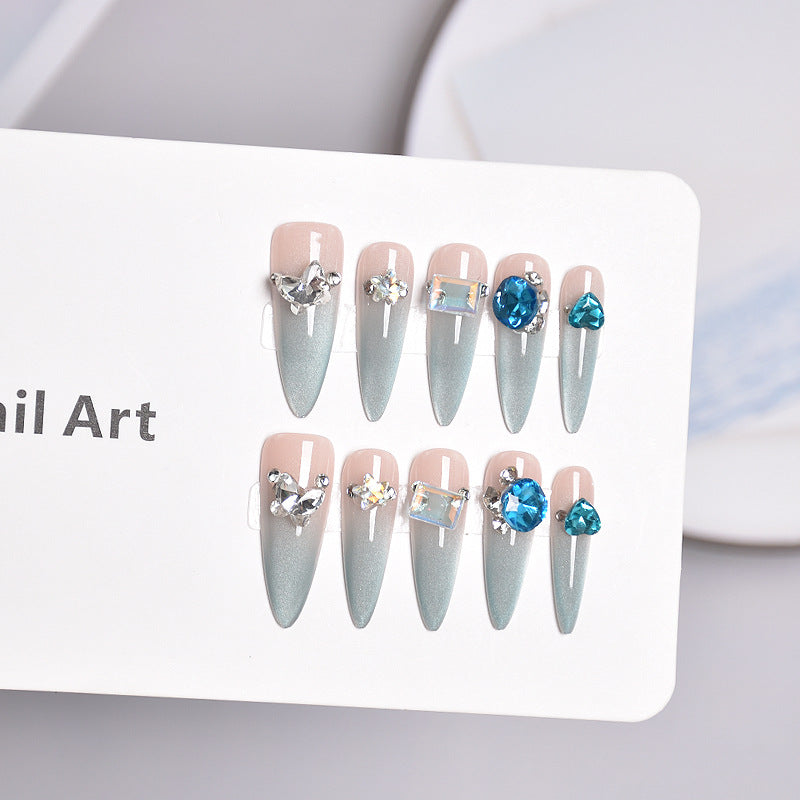 Glamorous Stiletto Nail Extensions with Crystals Bowlift