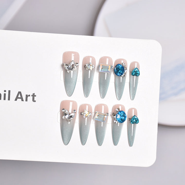 Glamorous Stiletto Nail Extensions with Crystals Bowlift
