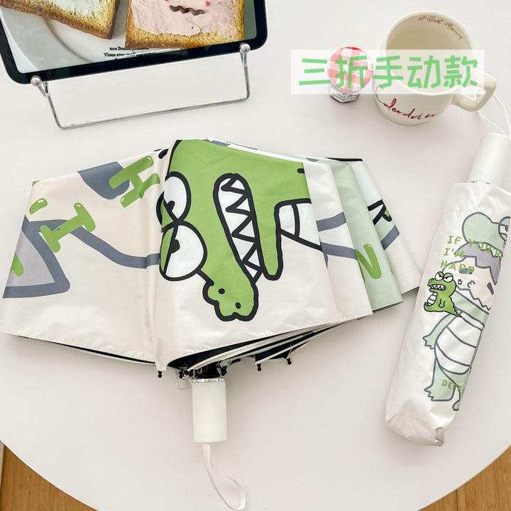 Ladies innovative folding umbrella with gentle leaf design and practical carrying pouch Bowlift