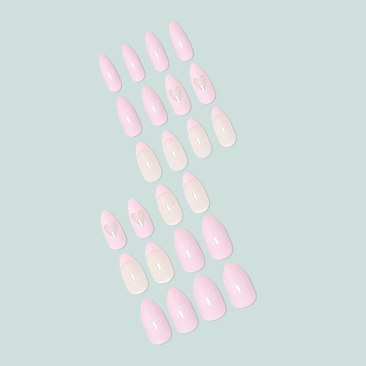 Elegant Stiletto Artificial Nails with Heart Motif Bowlift