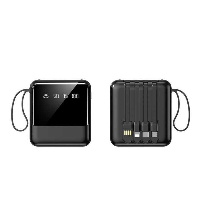 Portable power bank with LED status indicator and integrated cable system Bowlift