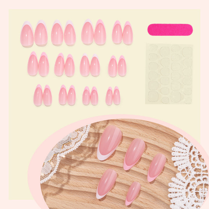 Premium Press-On Nail Set with Elegant French Tip Design Bowlift