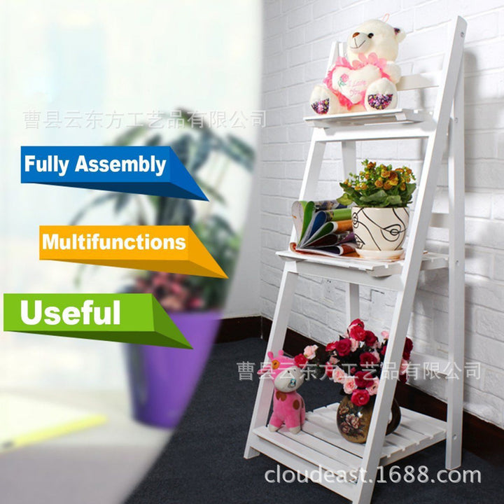 Multi-Tiered Wooden Ladder Shelf Bowlift
