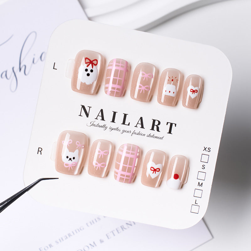 Playful Character-Themed Press-On Nail Set Bowlift 1787395325
