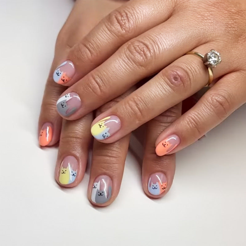 Playful Cat-Themed Press-On Nails Bowlift