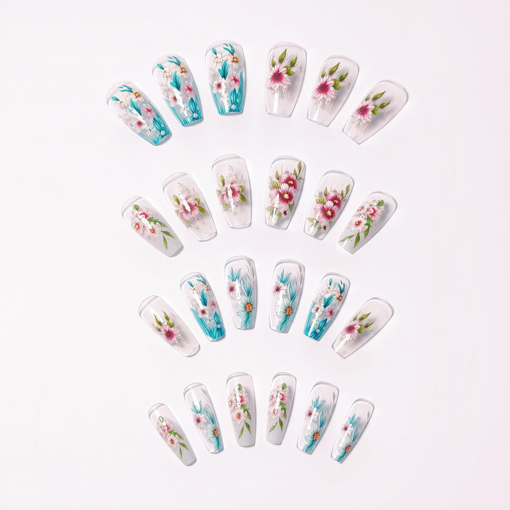 Floral Gel Nail Art Design Bowlift