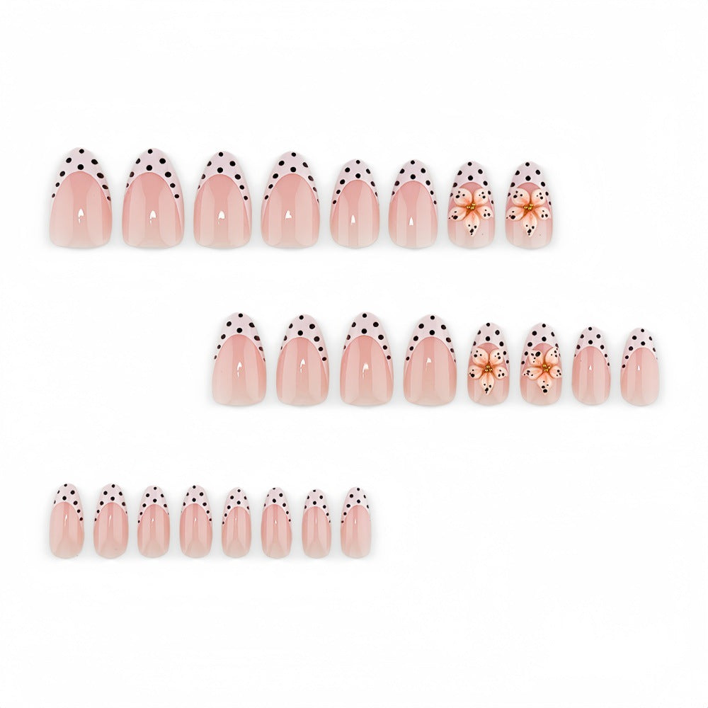 Art Nails in Elegant Flower and Dot Design Bowlift